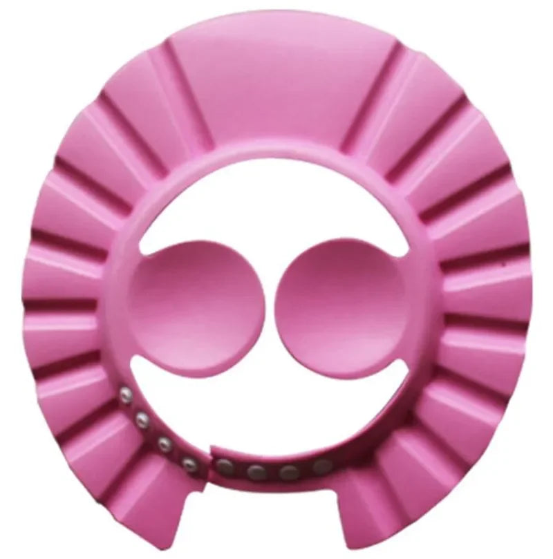 Multi-color pack of adjustable baby shower caps, offering eye and ear protection for children