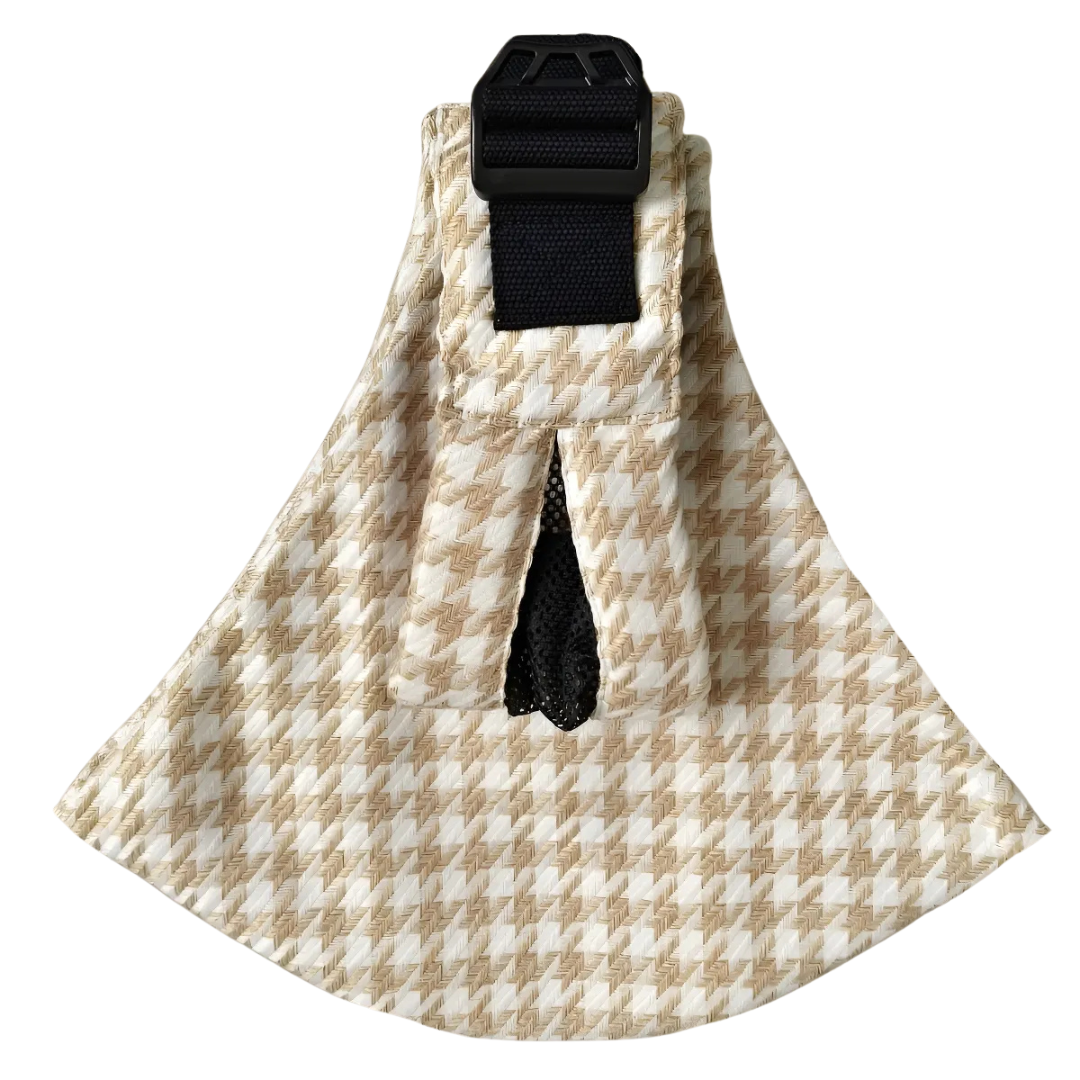 Demonstration of easy adjustments for a custom fit on an ergonomic baby carrier sling.