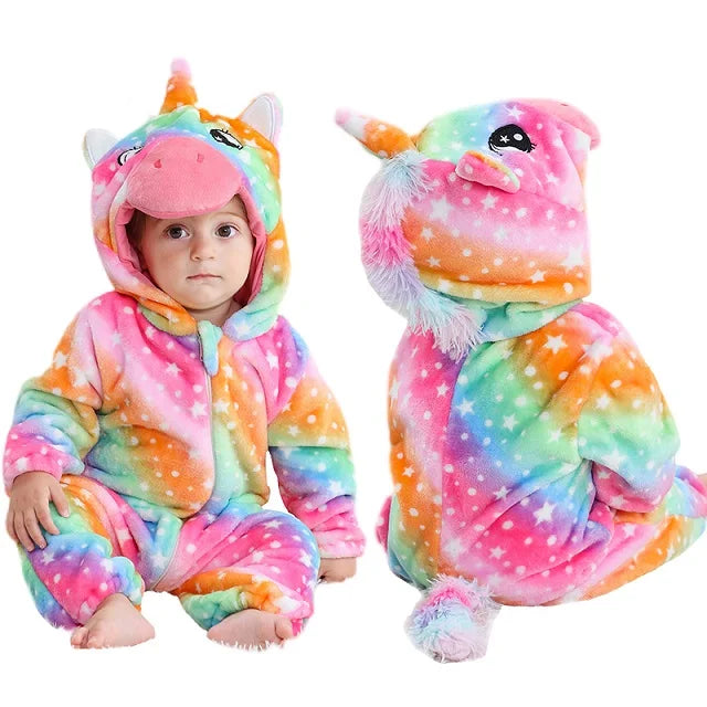 Warm and stylish baby animal romper, hooded design for chilly days