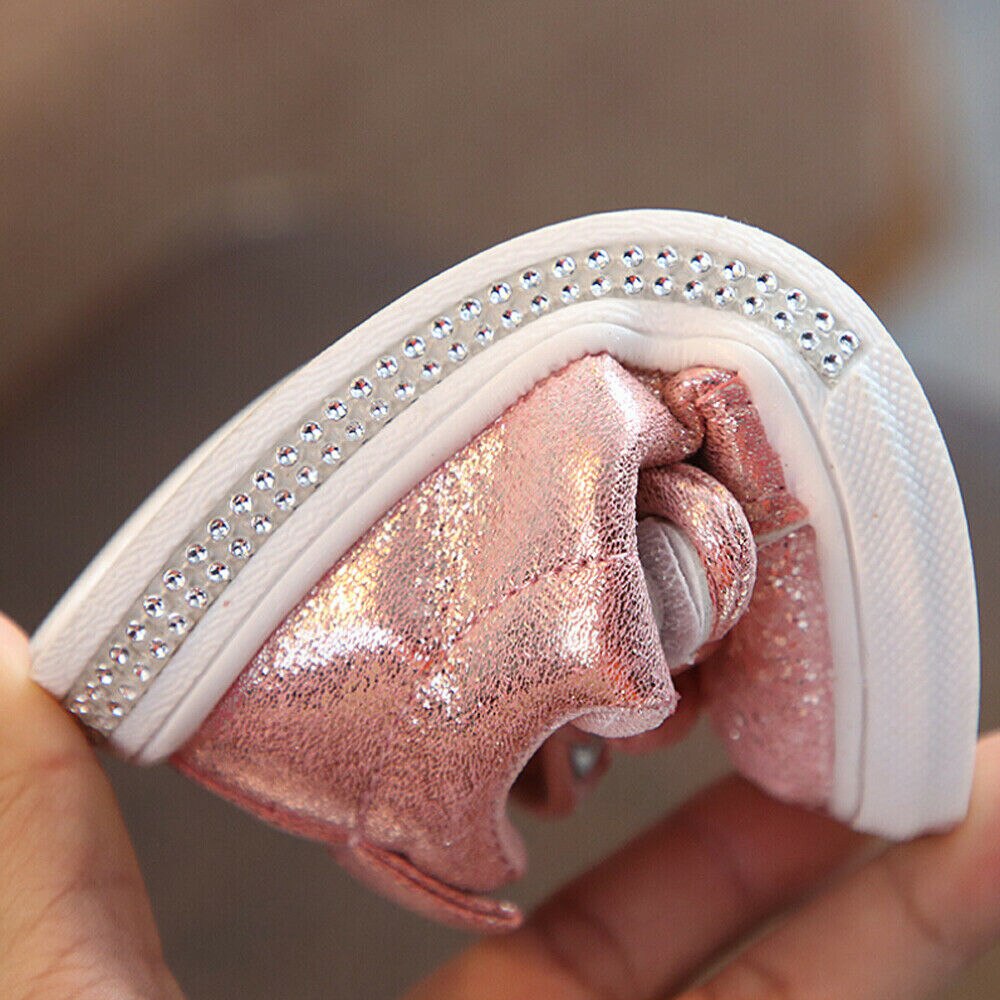 Baby girl accessories: shiny glitter bowknot first walker shoes for stylish comfort.