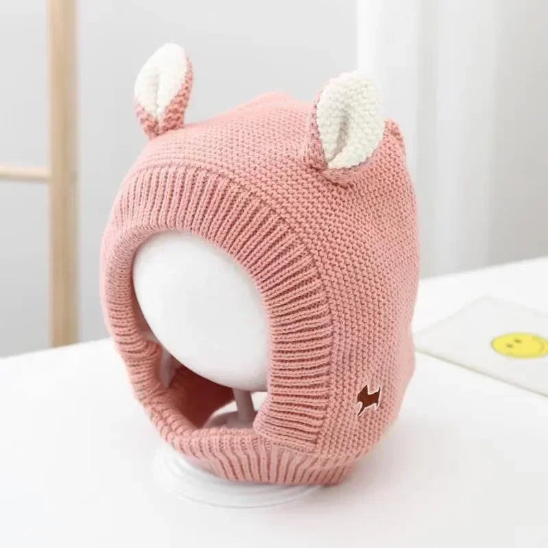 Unisex infant balaclava, knitted with animal ears, ideal for frosty winter days