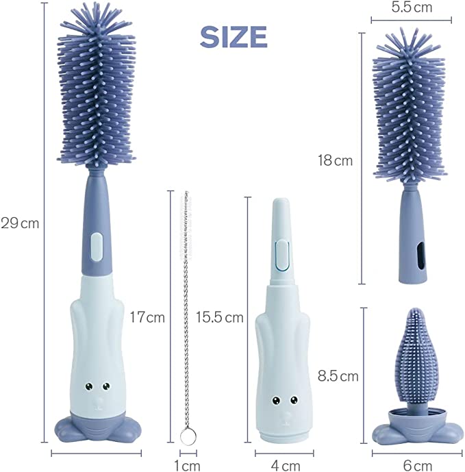 Complete baby bottle cleaning set featuring bottle brush and teat brush, ideal for infant feeding care