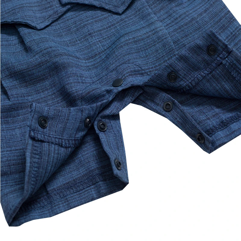 Dapper cotton baby boy romper with short sleeves and a navy tie, great for summer events.