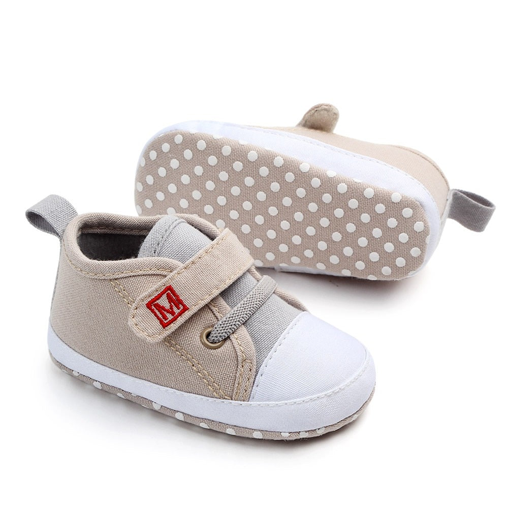 Soft-soled tri-color baby boy sneakers, first walker shoes with anti-slip for new steps