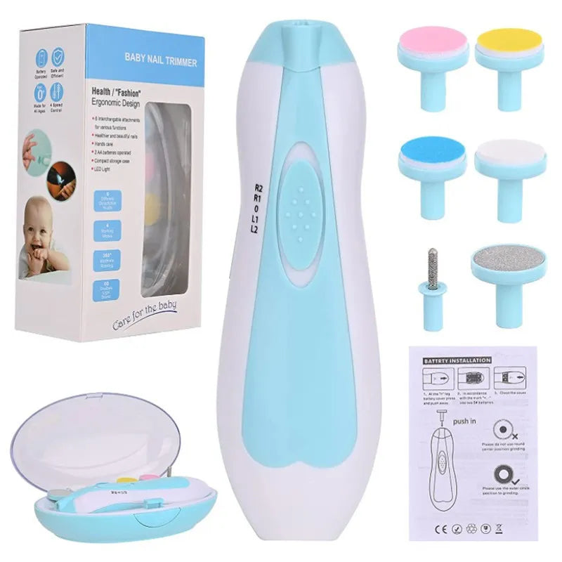 Electric baby nail file with ergonomic design, making newborn and toddler nail care simple and safe for parents