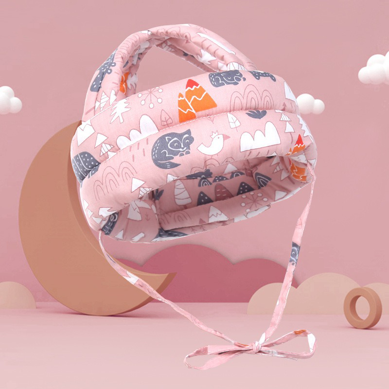 Infant head protective helmet; soft cotton baby safety cap with cartoon design, ideal head guard for crawling and walking