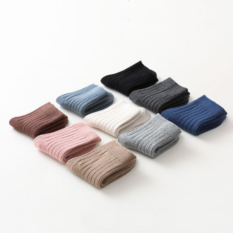 Colorful cotton high neck ribbed socks for babies, perfect for everyday infant wear.