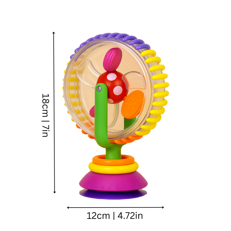 Toddler activity spinner toy with vivid colors, suction base for sensory play, early learning & fine motor skill development