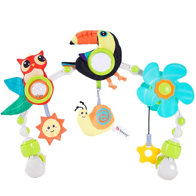 Versatile baby stroller arch toy with music and mobile, stimulating infant travel play