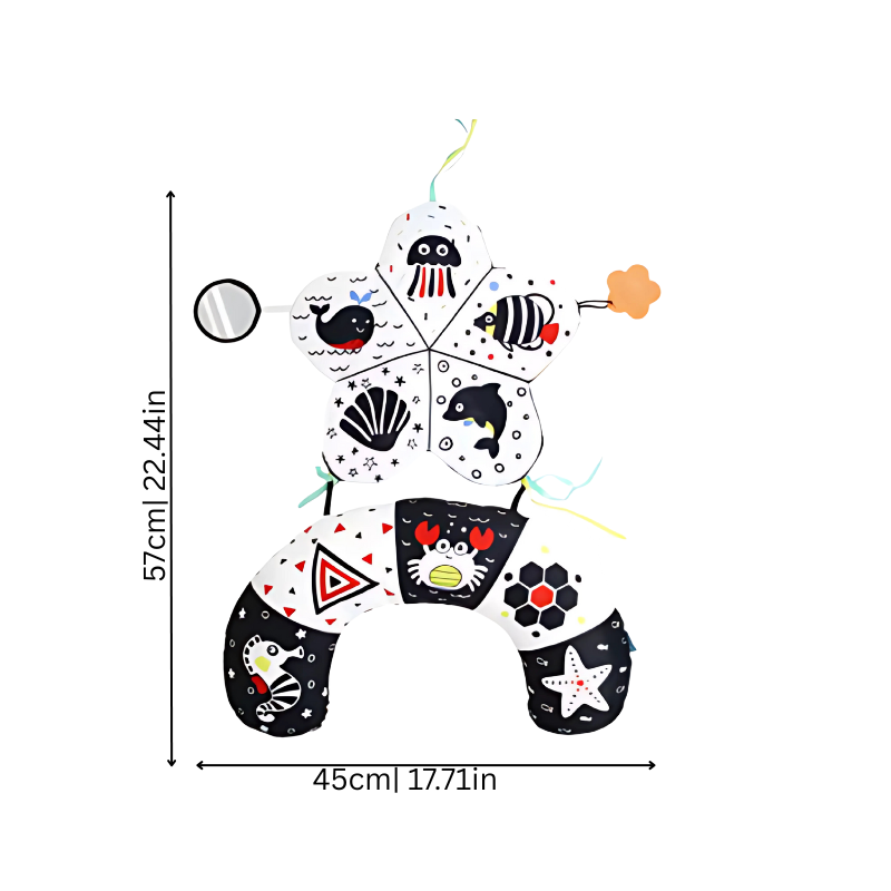 Infant tummy time pillow supporting newborns & toddlers, designed for developmental play & visual stimulation.