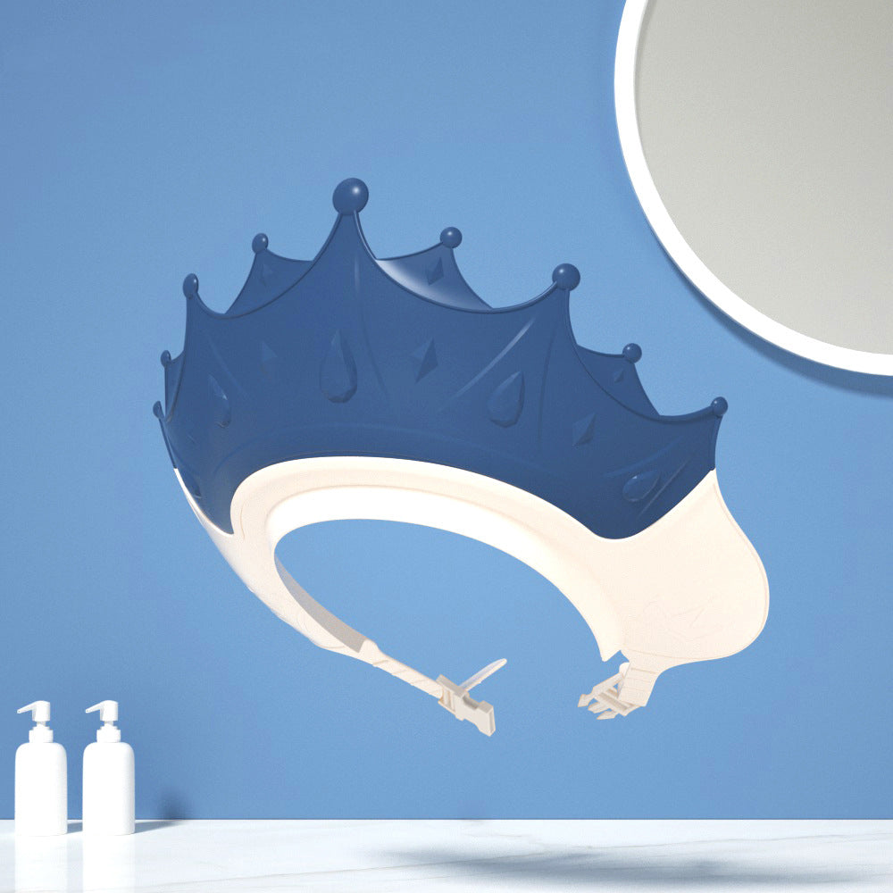 Detail of the adjustable mechanism on a baby shampoo visor bath cap, ensuring a snug fit.