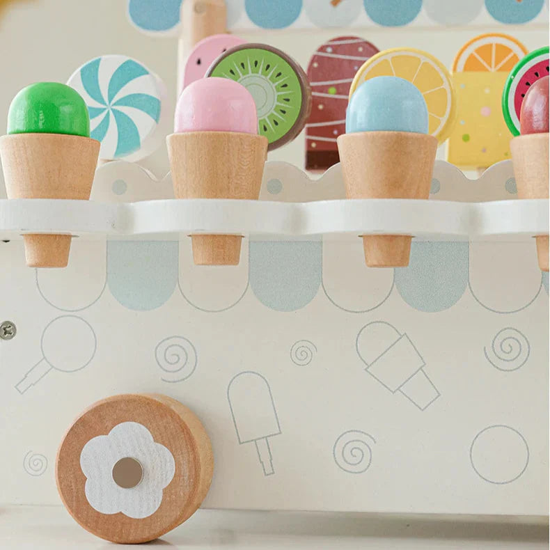 Durable wooden ice cream truck, an engaging educational toy for kids' creative play