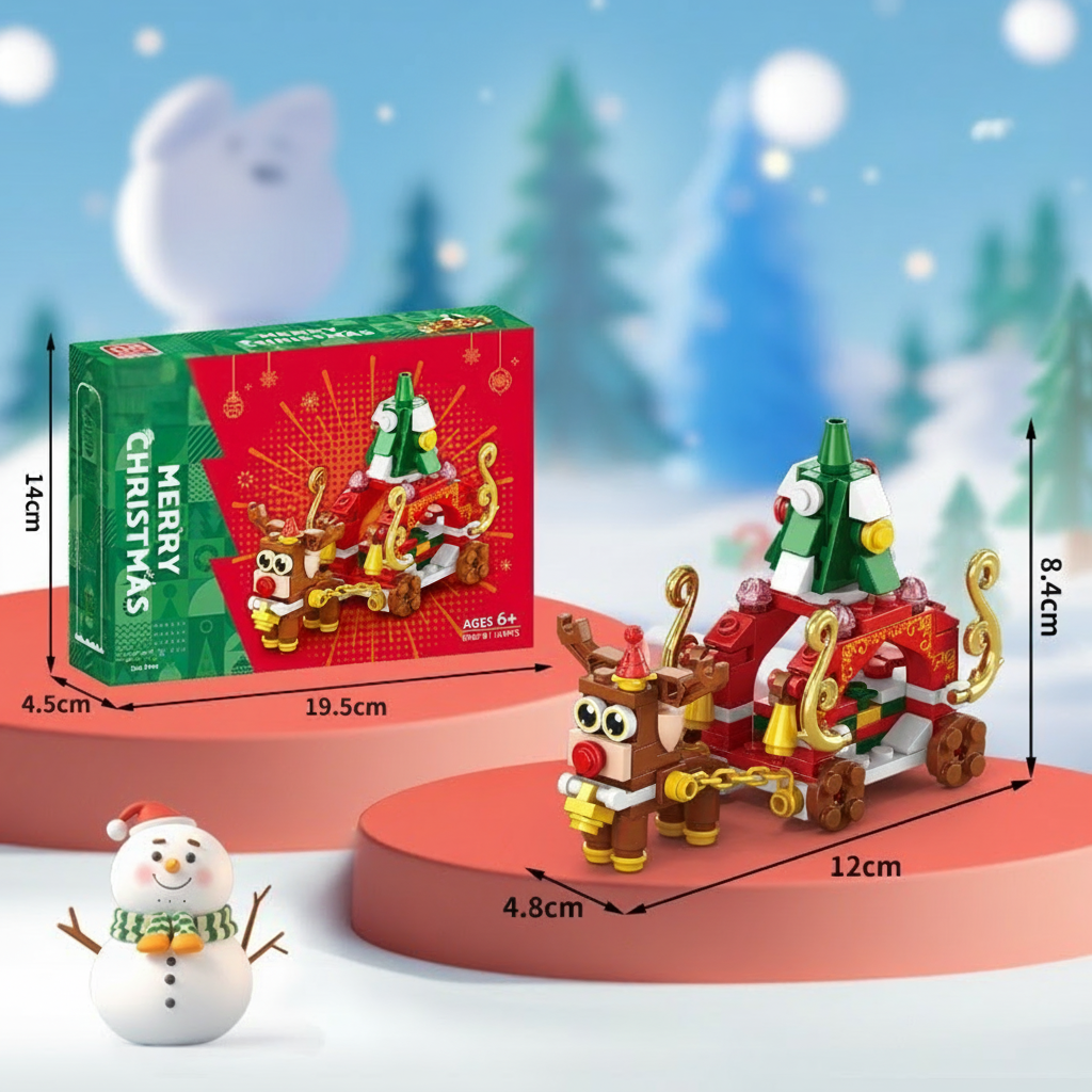 Assorted Christmas building blocks: Santa, snowman, tree, perfect for seasonal crafting