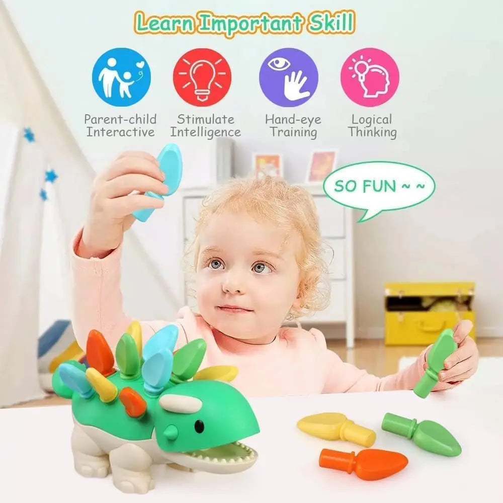 Educational dinosaur figure toy, helps kids learn numbers and color names
