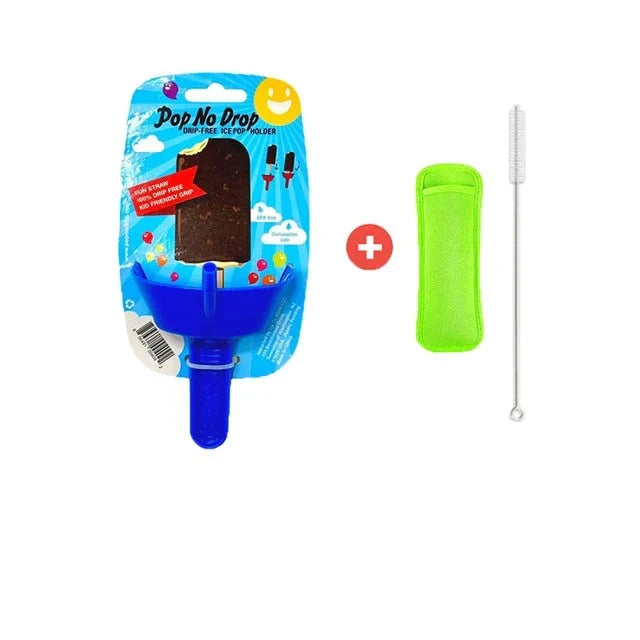 Brightly colored ice pop holder ensures mess-free enjoyment of frozen treats for kids
