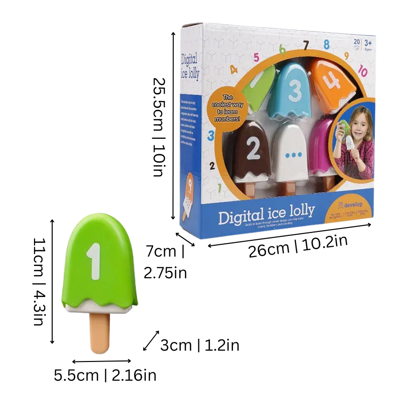 Toddler activity: Montessori-inspired ice cream game for kids, teaches counting and matching skills with fun pieces