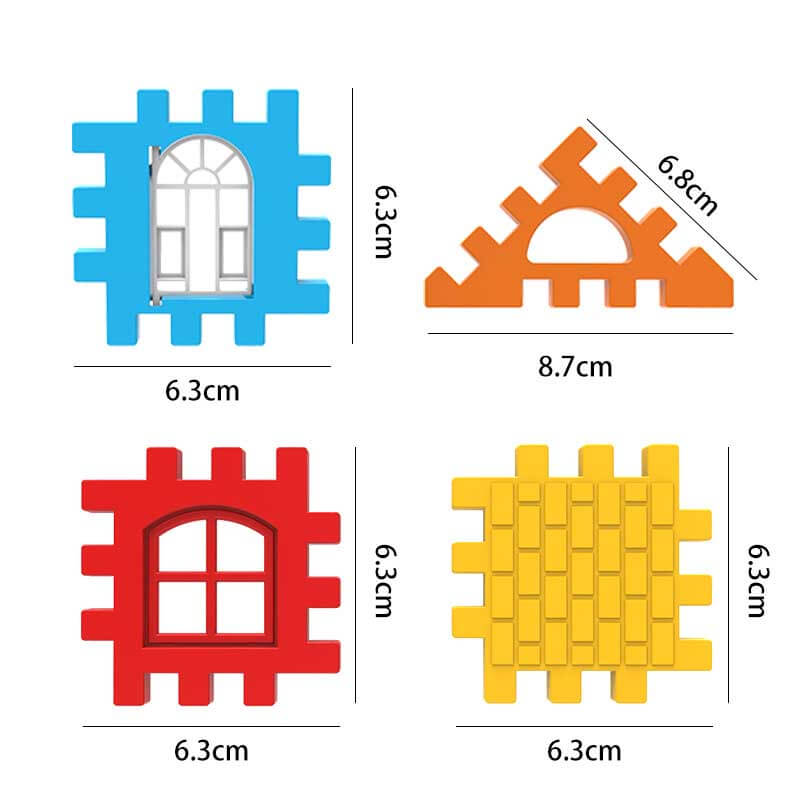 Young child happily connecting waffle building blocks, enhancing cognitive development