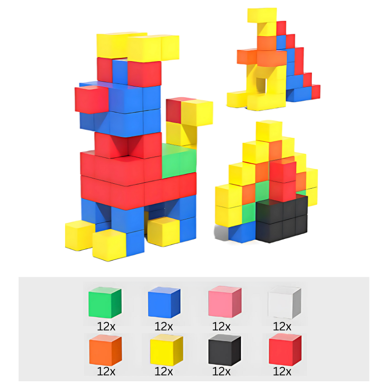 Kids' magnetic building blocks encouraging imaginative construction and early learning skills