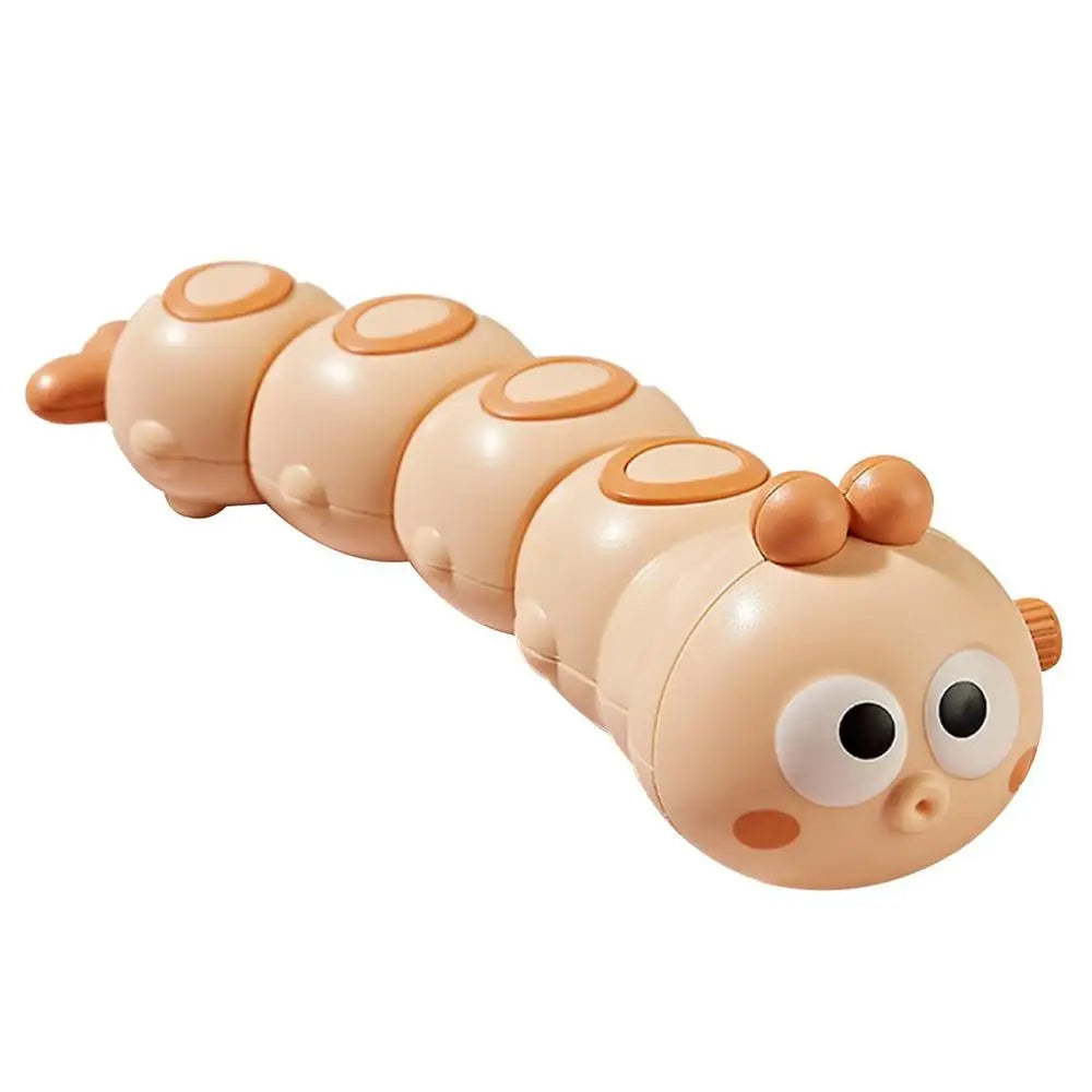 Group of colorful wind-up caterpillar toys, perfect for stimulating a toddler's senses and motor skills.