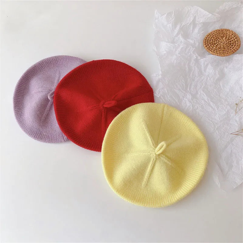 Warm and stylish vintage knitted beret for kids, perfect fall winter headwear