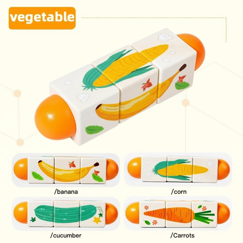 High-quality wooden rotating puzzle, a safe and durable educational toy for young children