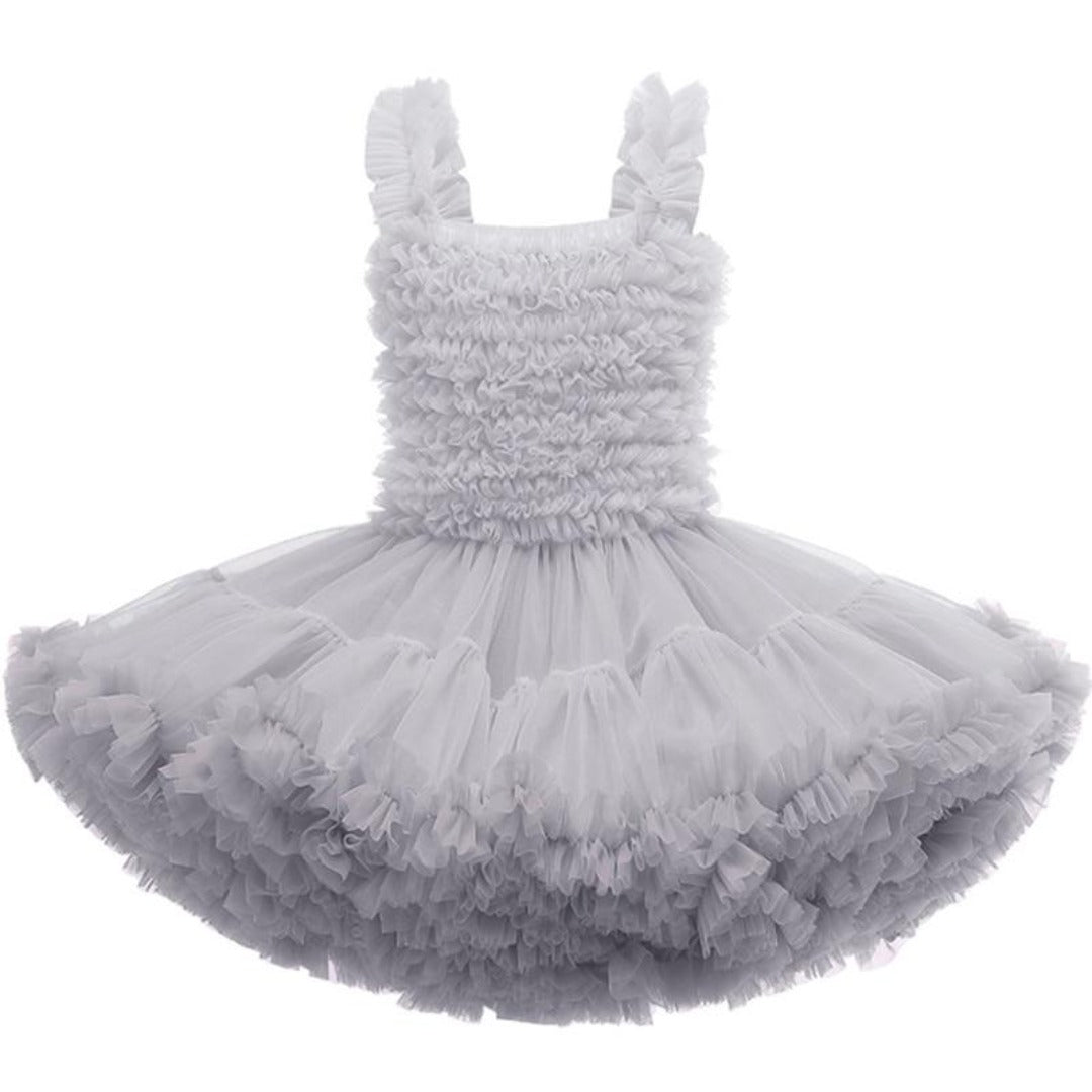 Adorable baby girl's summer outfit: pink striped ruffle princess dress with a soft mesh tutu
