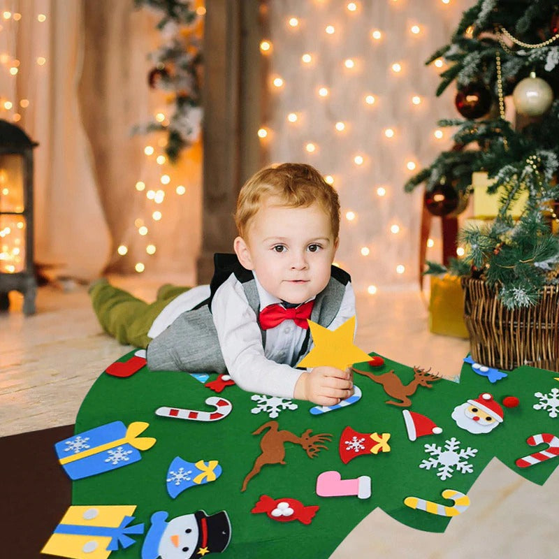 Holiday felt tree craft set, designed for kids to decorate their own Christmas tree