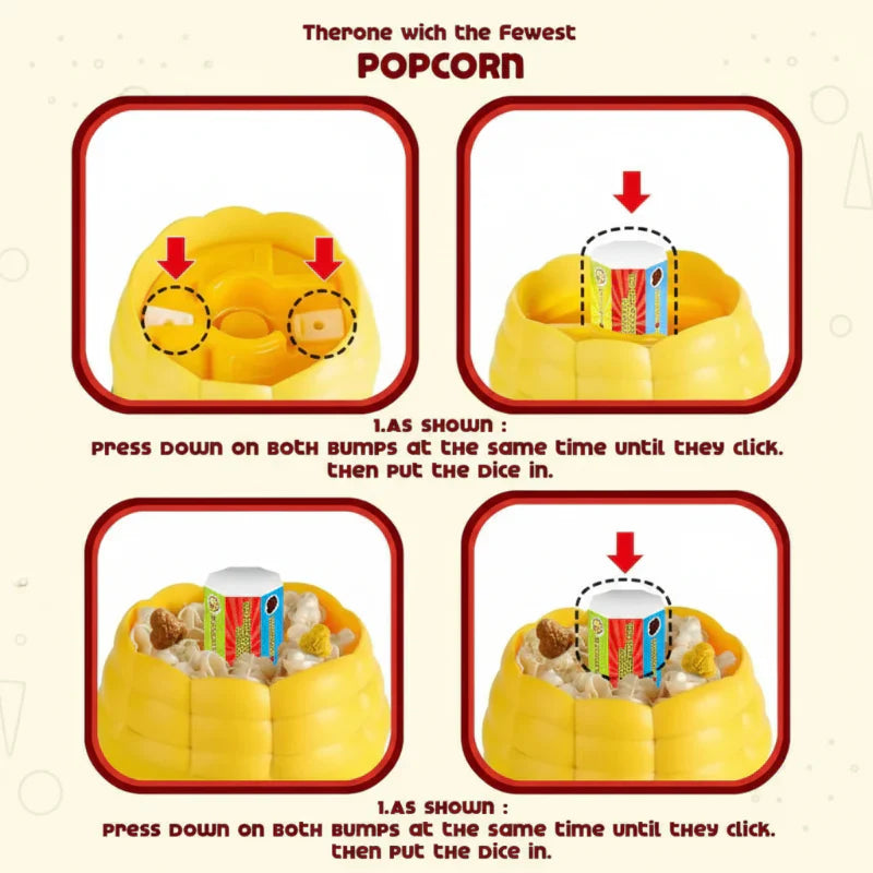 Detailed view of the vibrant game board for Fun Popcorn Party, a fun family party game