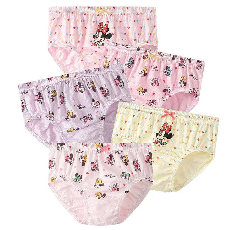 Essential girls' apparel: 5-pack cotton underwear, comfortable and fun cartoon print