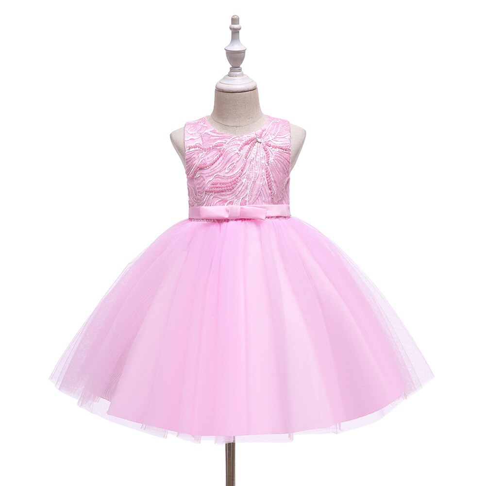 Toddler girl's special occasion dress: floral lace, sophisticated embroidery, and a charming bow