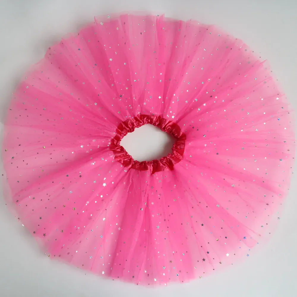 Infant girl's pink sparkle tutu skirt, designed with gentle materials for ultimate comfort