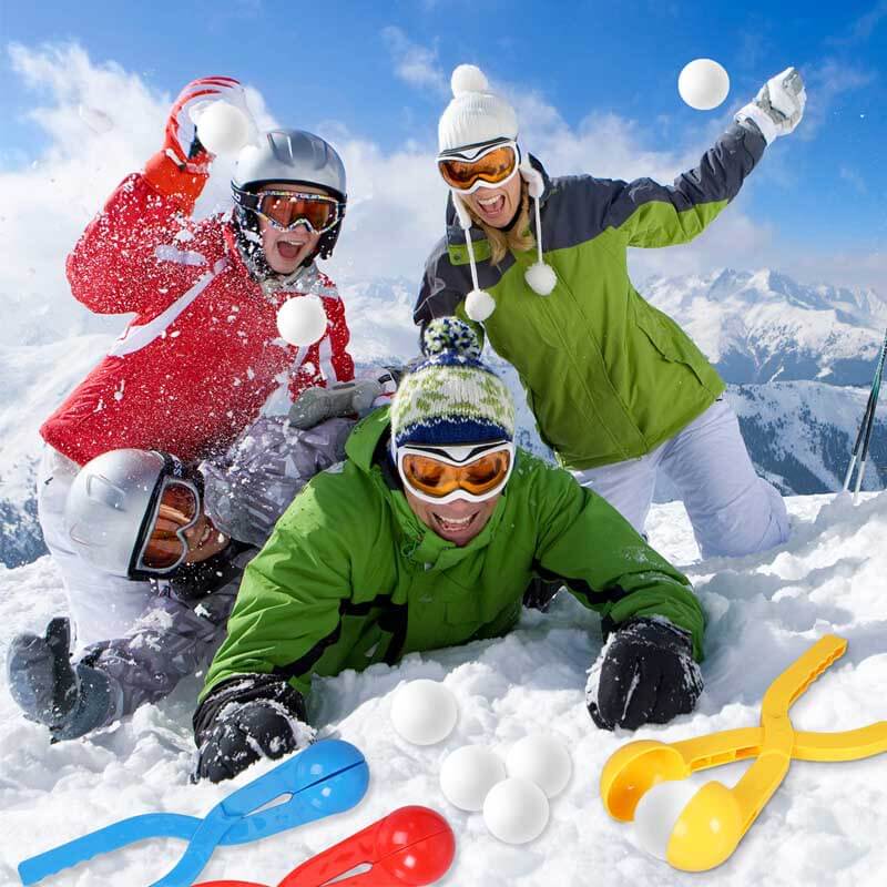 Close-up of a sturdy plastic snowball maker clip, a great Christmas gift for winter snow fun.