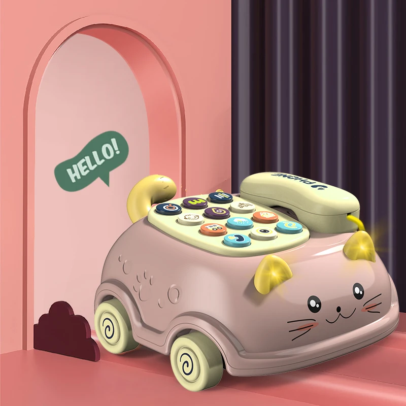 Educational musical piano phone toy in green and pink, stimulating for baby and toddler