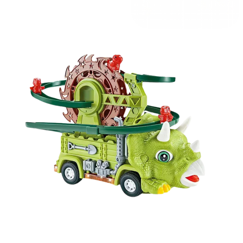 Dino-themed track set with engaging lights & sounds, promoting imaginative play in children