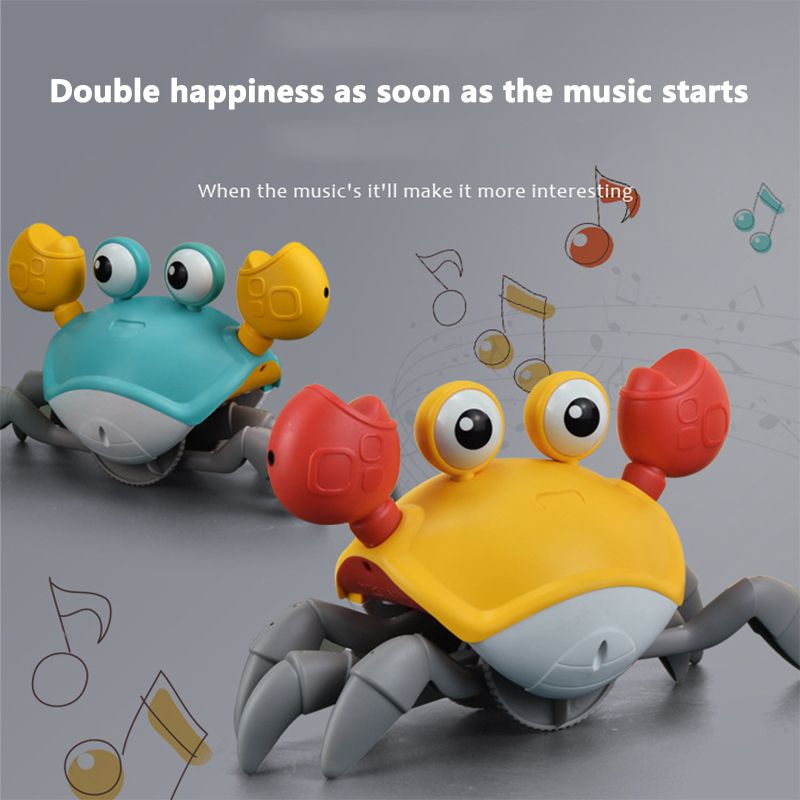 Set of musical light-up crawling crab and octopus toys for baby playtime