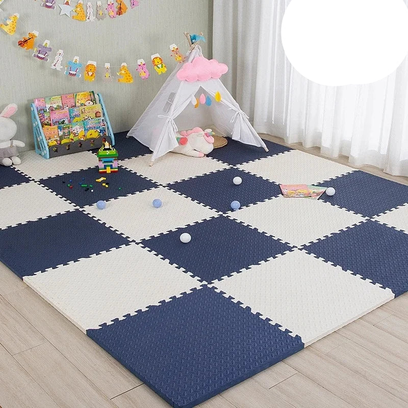Complete interlocking foam puzzle mat, providing a large, safe play area for baby and toddler