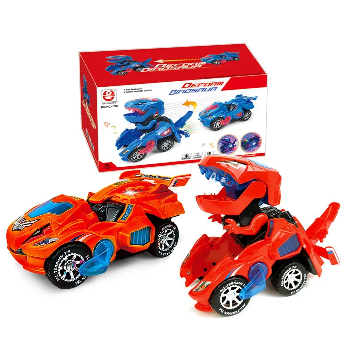 Interactive kids' gift: a battery-operated dinosaur robot car toy, transforming playtime fun