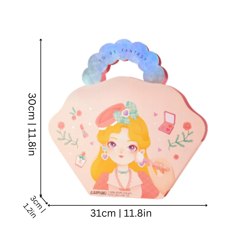 Girls' princess makeup, dress-up, and accessories dream box, promoting creative playtime and fun.