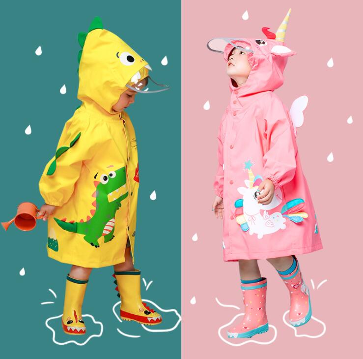 Unisex children's 3D dinosaur raincoat, purple waterproof jacket, fun & practical fall apparel