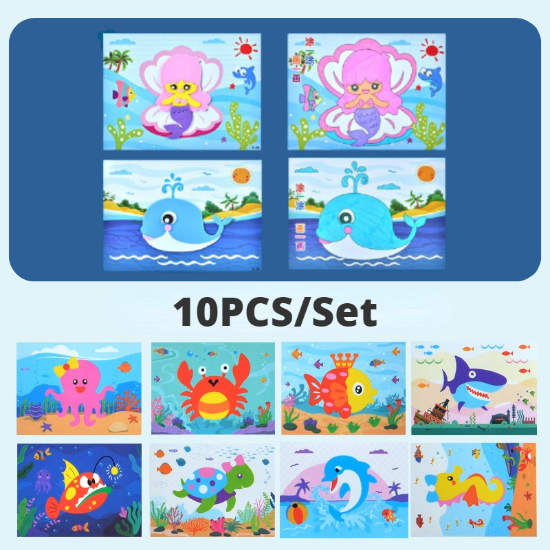 Unpacked kids' 3D sticker puzzle kit with animal and dinosaur themes for creative, hands-on fun.
