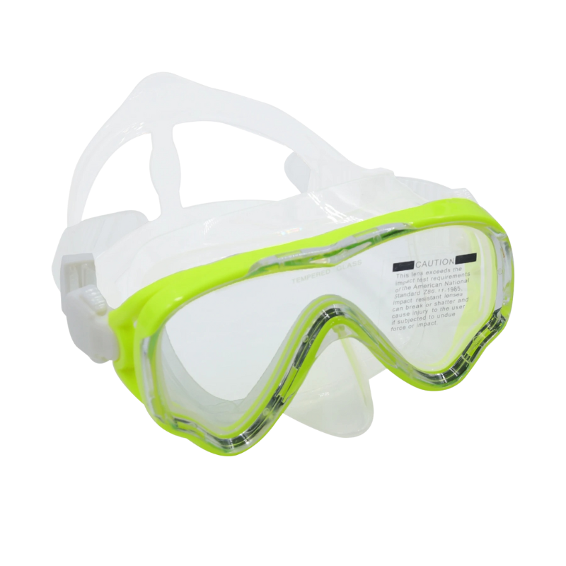 Red child's water sports goggles with comfy nose cover, designed for pool and sea