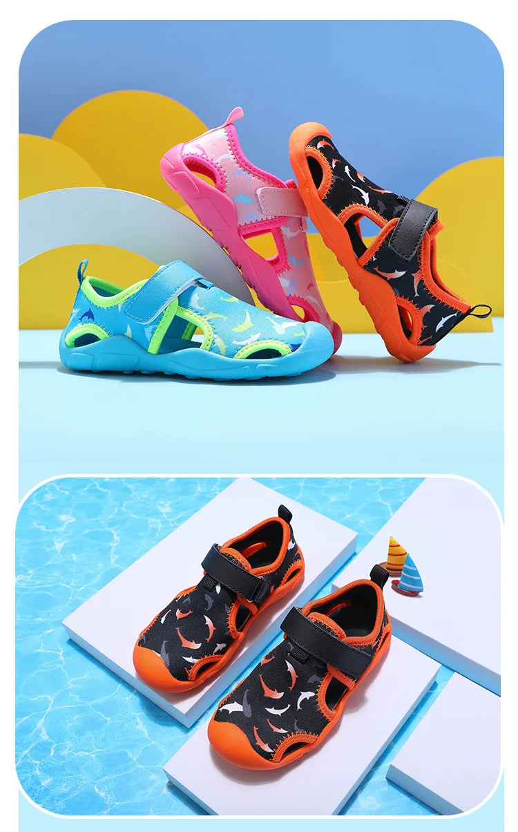 Stylish and functional closed toe beach sandals for children, a summer essential for active kids