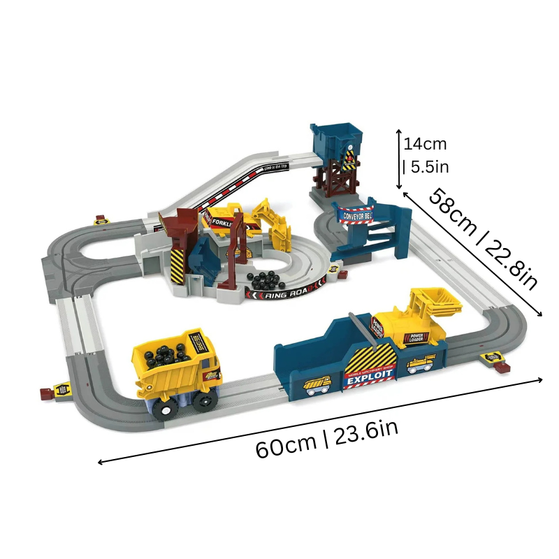 Toddler educational playset with toy dump truck, excavator, and construction tools for kids' imagination
