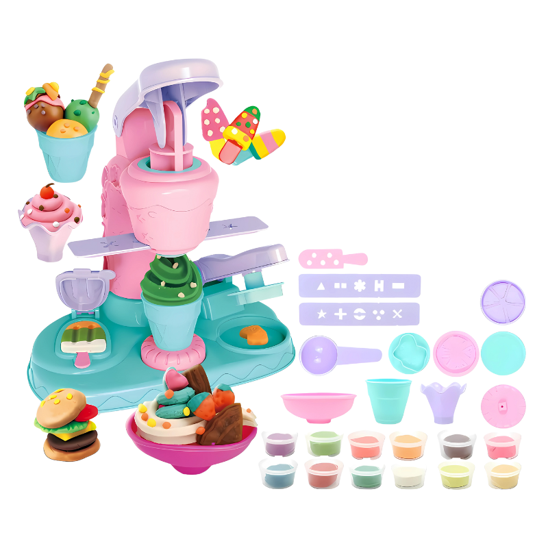 Ice cream themed play set with dough, a fun sensory and imagination toy for children
