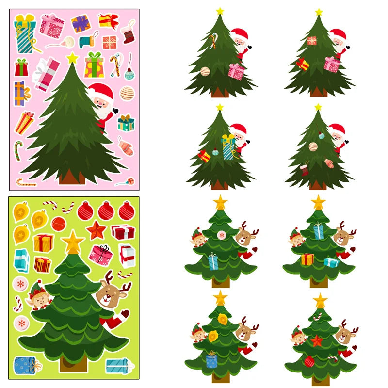 DIY Christmas tree sticker set for kids, engaging children in festive holiday projects