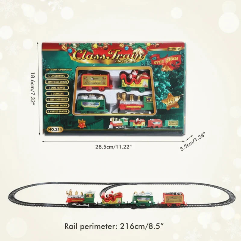 Electric Christmas train set, durable ABS plastic, ideal for family festive play