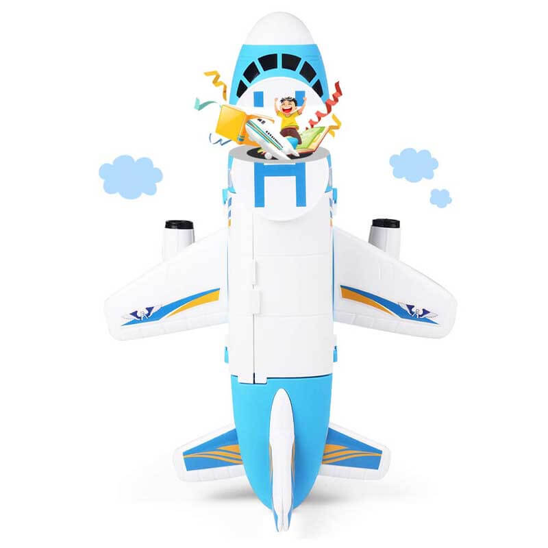 Friction-powered cargo airplane toy set with multiple vehicles, a great gift for kids who love vehicle toys.