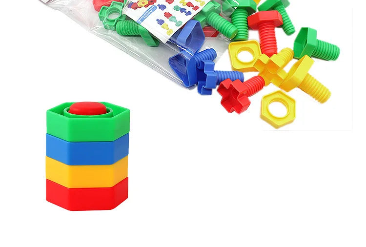 Packaged Geometric Nut Shape Match Puzzle Toy Set, perfect educational gift for toddlers