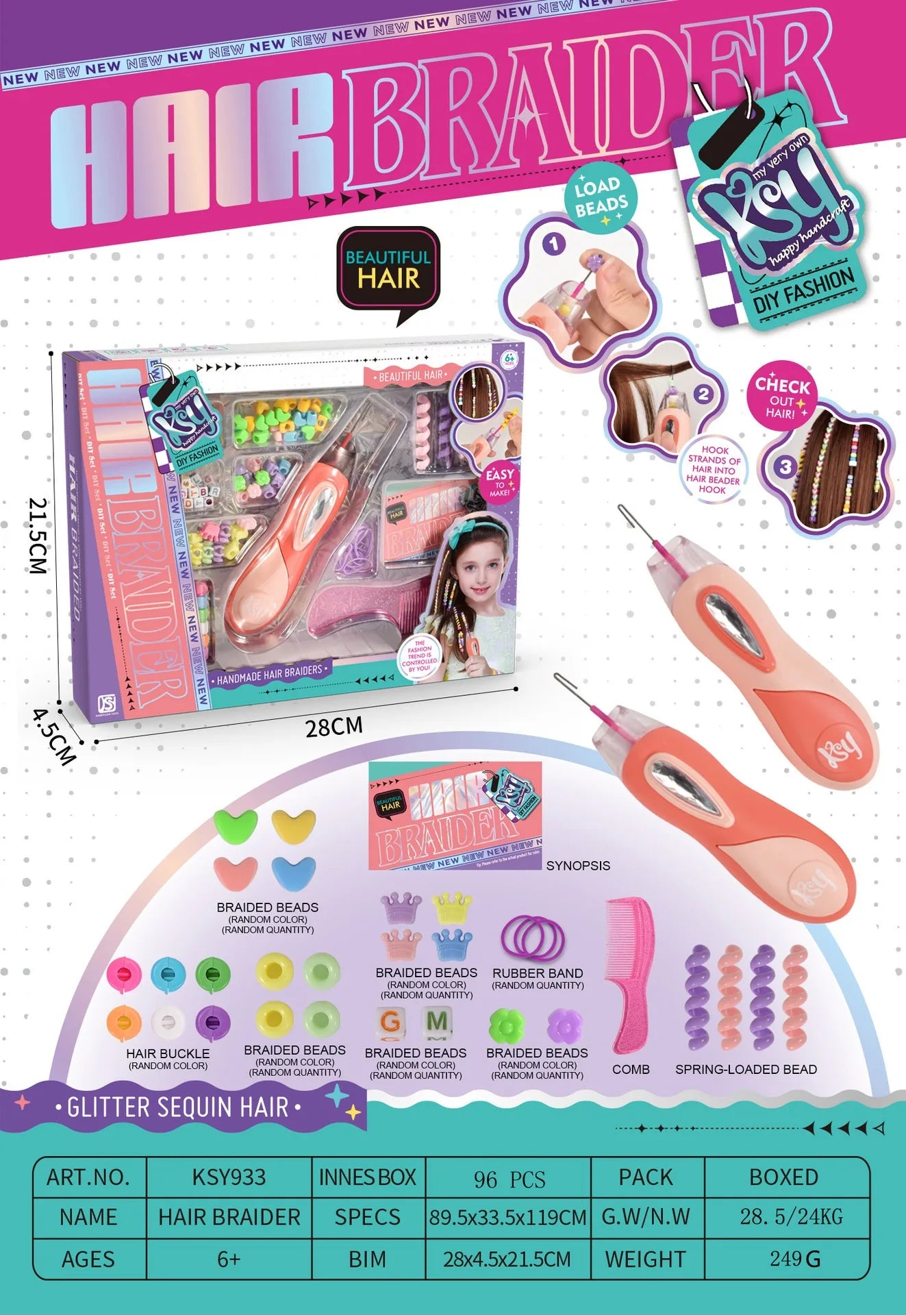 Ergonomically designed kids hair braider, making DIY hair styling stress-free for parents & kids.
