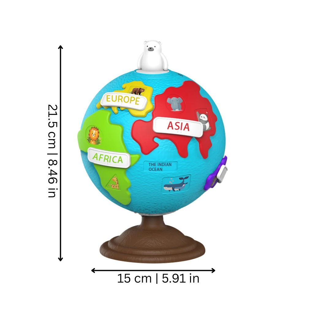 Preschool STEM learning globe puzzle, a colorful Montessori toy for kids to explore world geography